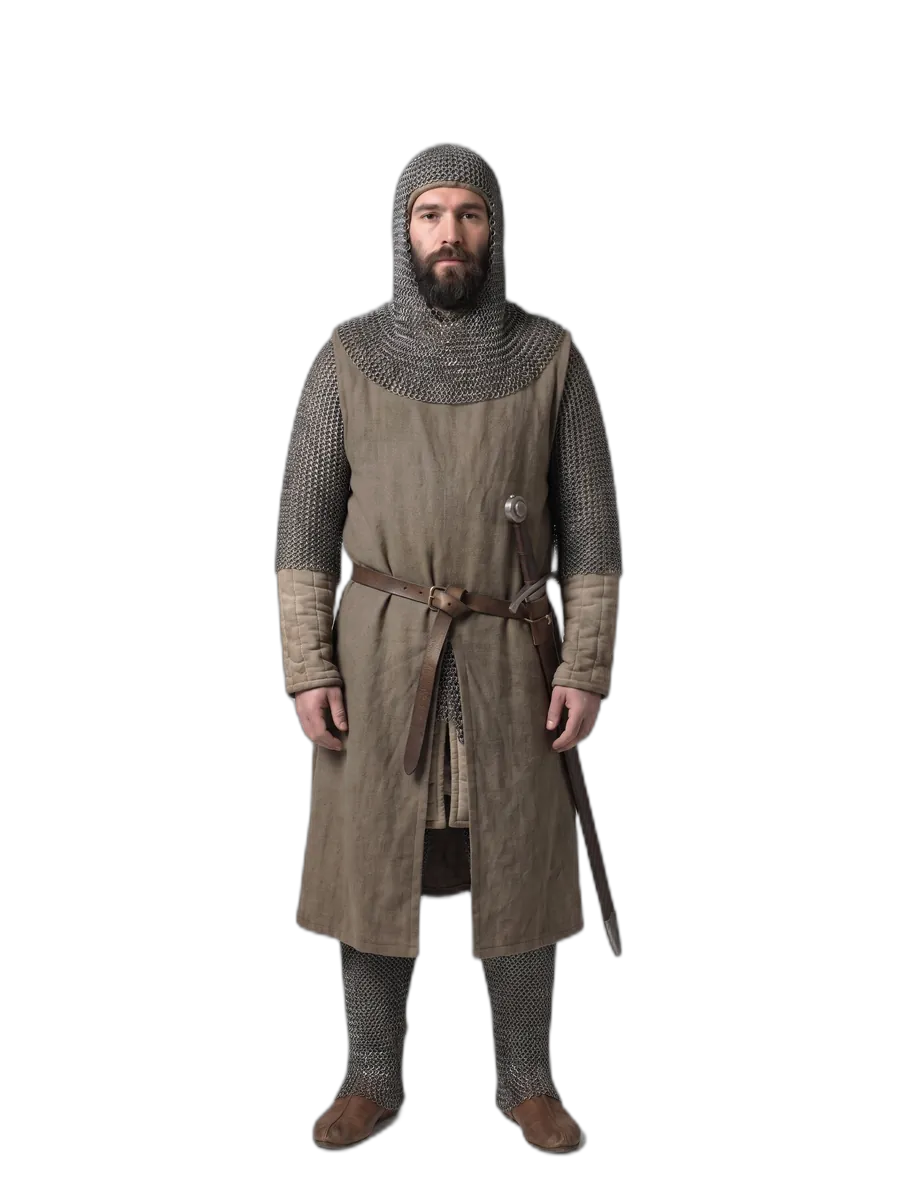 Reconstrucción de la vestimenta de Románico: Caballero castellano, siglo XII