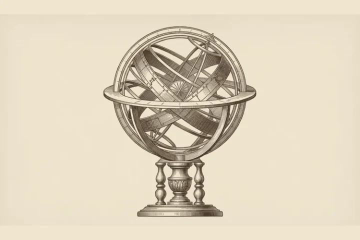 Grabado de una esfera armilar